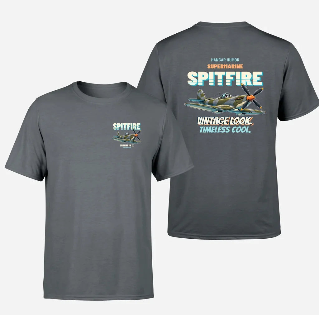 Supermarine Spitfire Mk IX - Vintage look. Timeless cool. - Double-Side T-Shirt design on gray double side t shirt