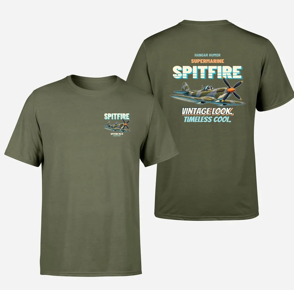 Supermarine Spitfire Mk IX - Vintage look. Timeless cool. - Double-Side T-Shirt design on greenarmy double side t shirt