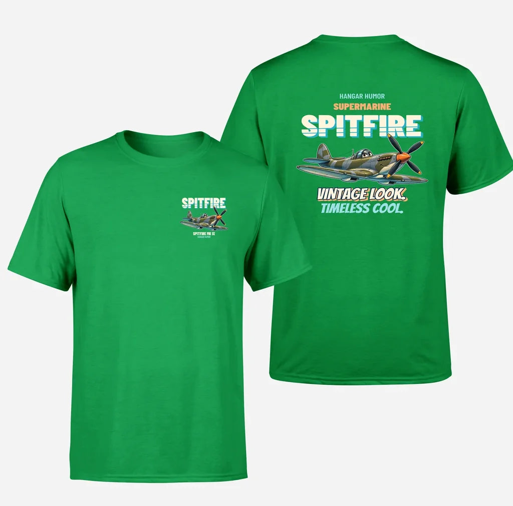 Supermarine Spitfire Mk IX - Vintage look. Timeless cool. - Double-Side T-Shirt design on green double side t shirt