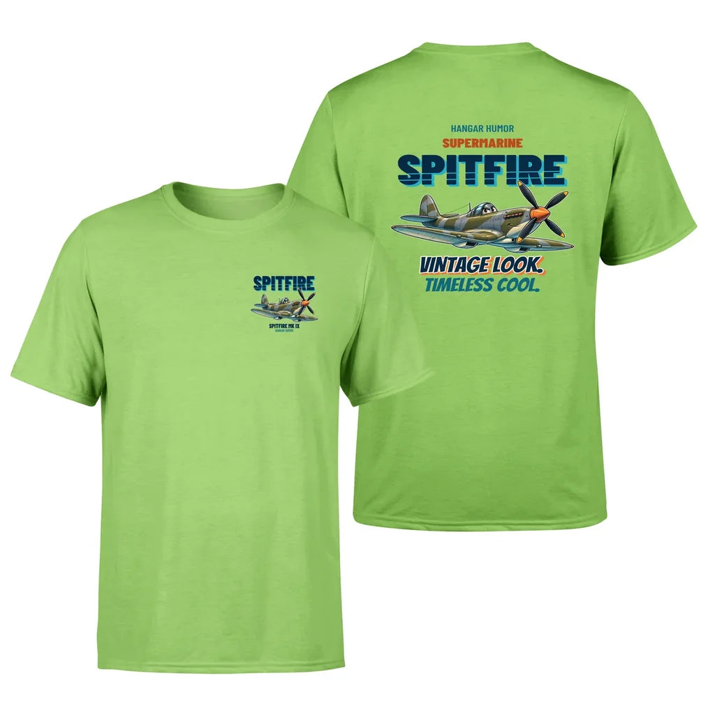 Supermarine Spitfire Mk IX - Vintage look. Timeless cool. - Double-Side T-Shirt design on lightgreen double side t shirt