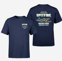 Thumbnail for Supermarine Spitfire Mk IX - Vintage look. Timeless cool. - Double-Side T-Shirt design on navyblue double side t shirt