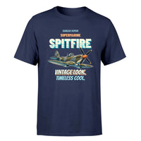 Thumbnail for Supermarine Spitfire Mk IX - Vintage look. Timeless cool. - Premium T-Shirt design on navyblue premium t shirt