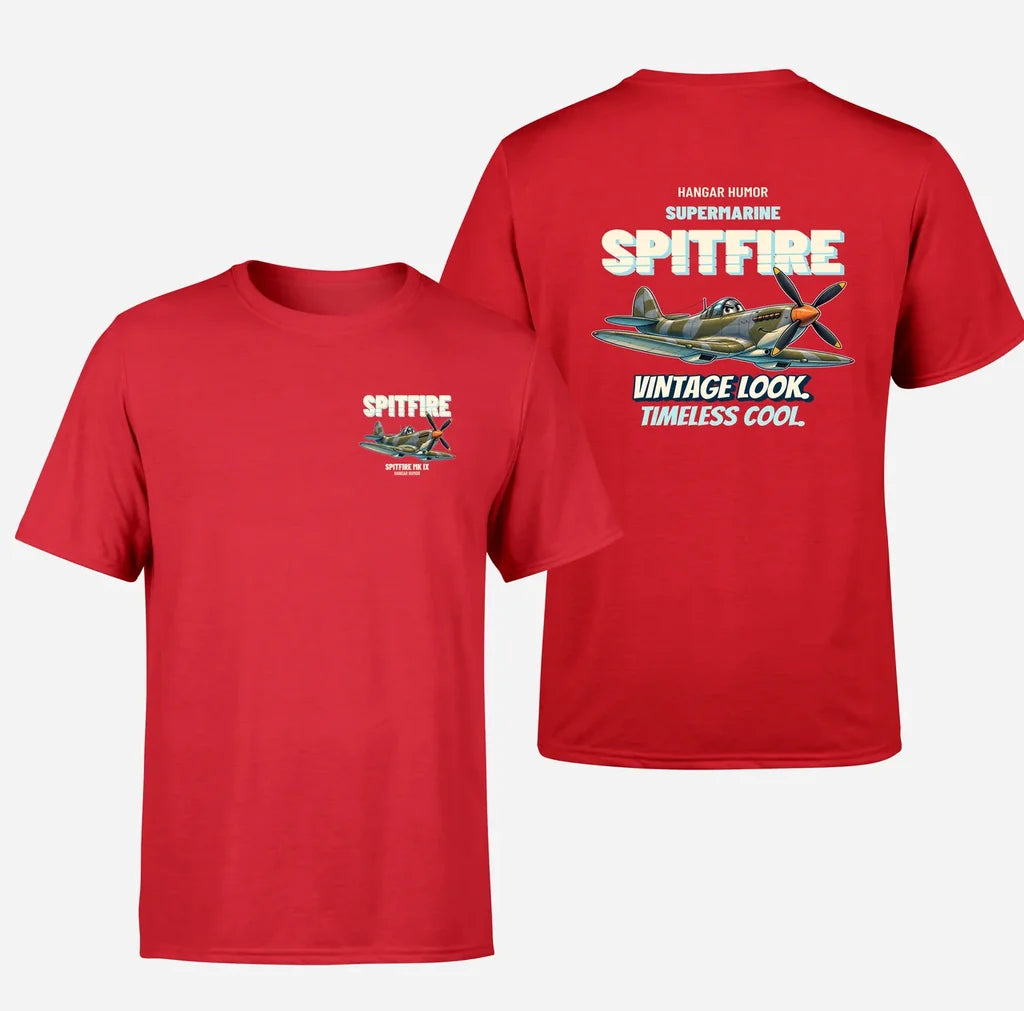 Supermarine Spitfire Mk IX - Vintage look. Timeless cool. - Double-Side T-Shirt design on red double side t shirt