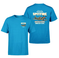 Thumbnail for Supermarine Spitfire Mk IX - Vintage look. Timeless cool. - Double-Side T-Shirt design on turquoise double side t shirt