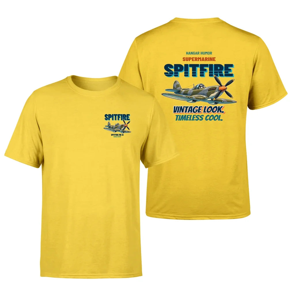 Supermarine Spitfire Mk IX - Vintage look. Timeless cool. - Double-Side T-Shirt design on yellow double side t shirt