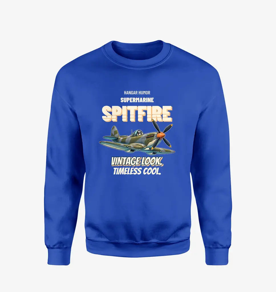 Supermarine Spitfire Mk IX - Vintage look. Timeless cool. design on blue sweatshirt