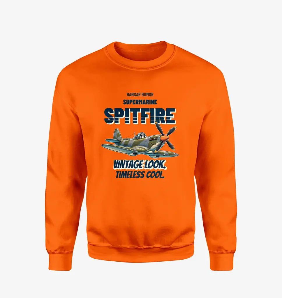 Supermarine Spitfire Mk IX - Vintage look. Timeless cool. design on orange sweatshirt
