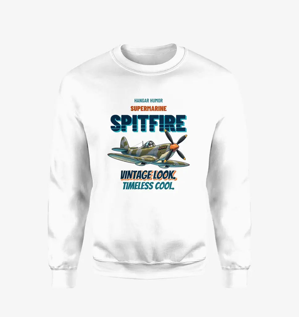 Supermarine Spitfire Mk IX - Vintage look. Timeless cool. design on white sweatshirt