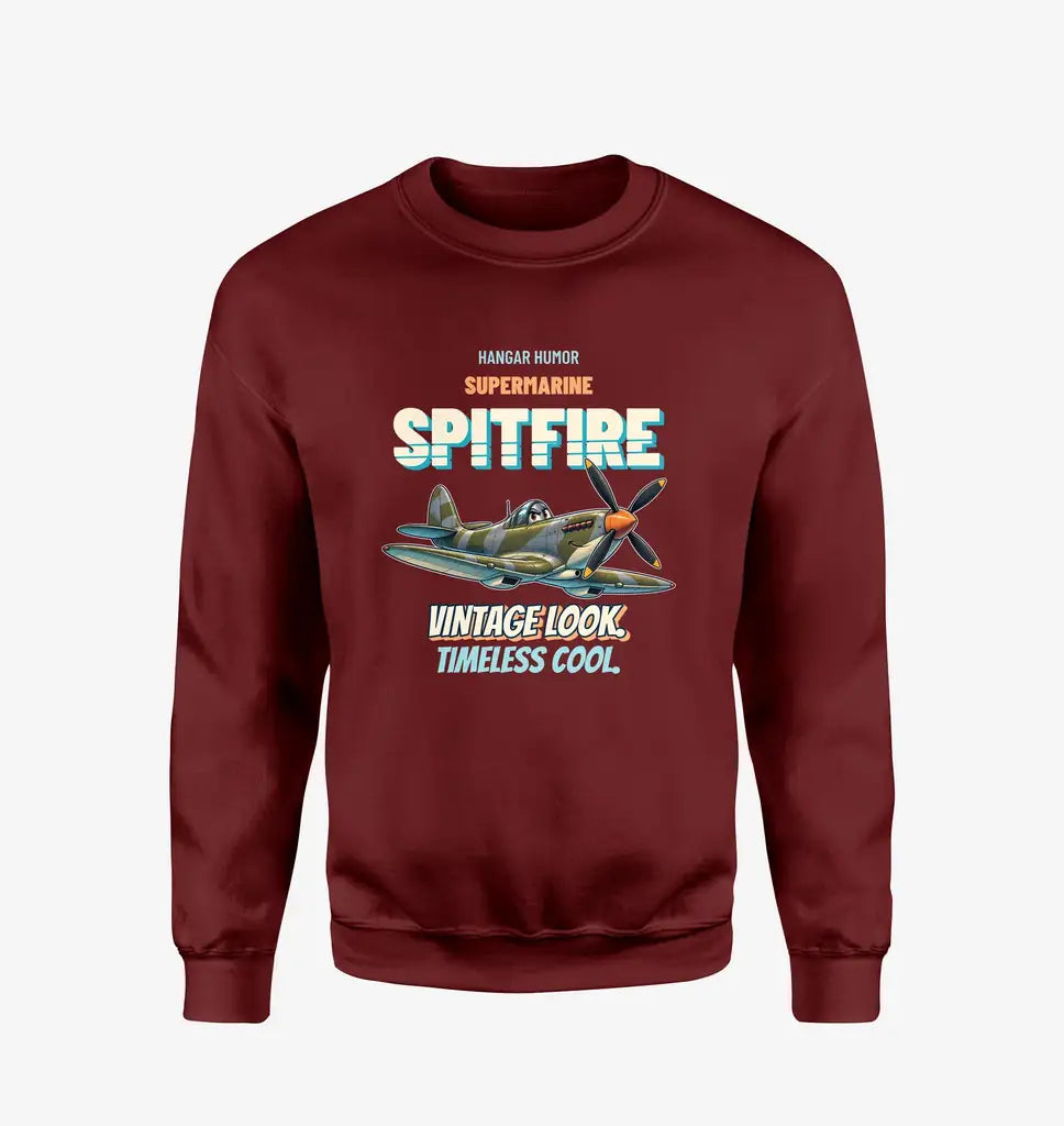 Supermarine Spitfire Mk IX - Vintage look. Timeless cool. design on wine red sweatshirt