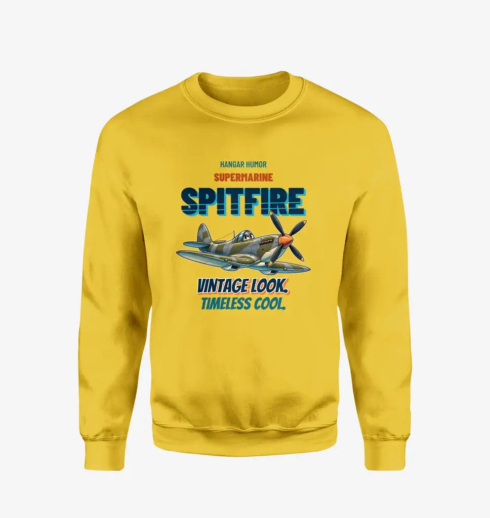 Supermarine Spitfire Mk IX - Vintage look. Timeless cool. design on yellow sweatshirt