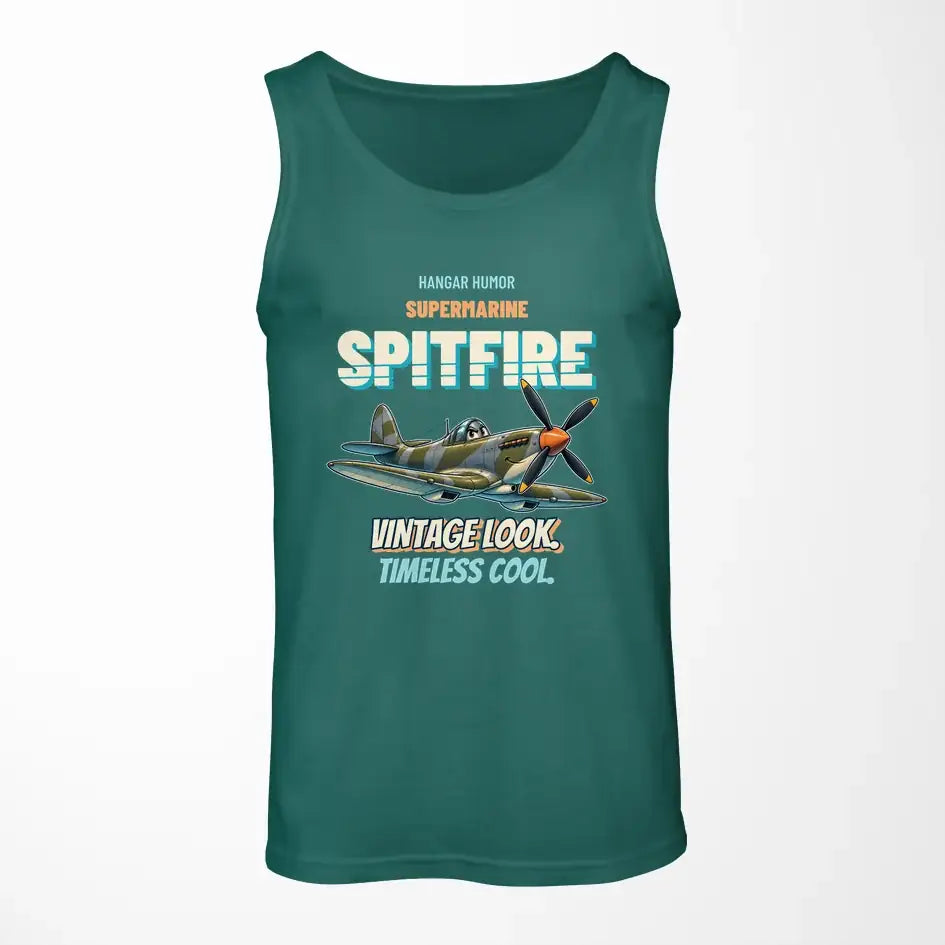 Supermarine Spitfire Mk IX - Vintage look. Timeless cool. design on green tank top