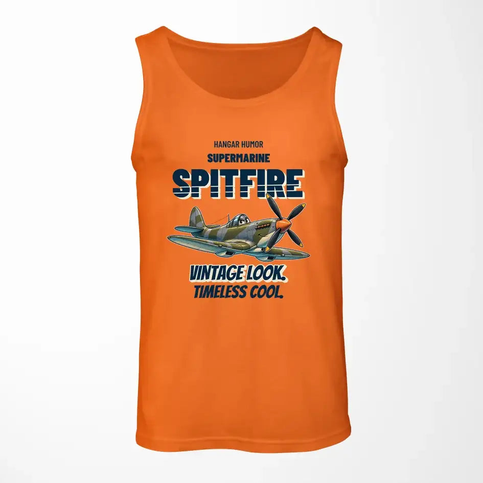 Supermarine Spitfire Mk IX - Vintage look. Timeless cool. design on orange tank top