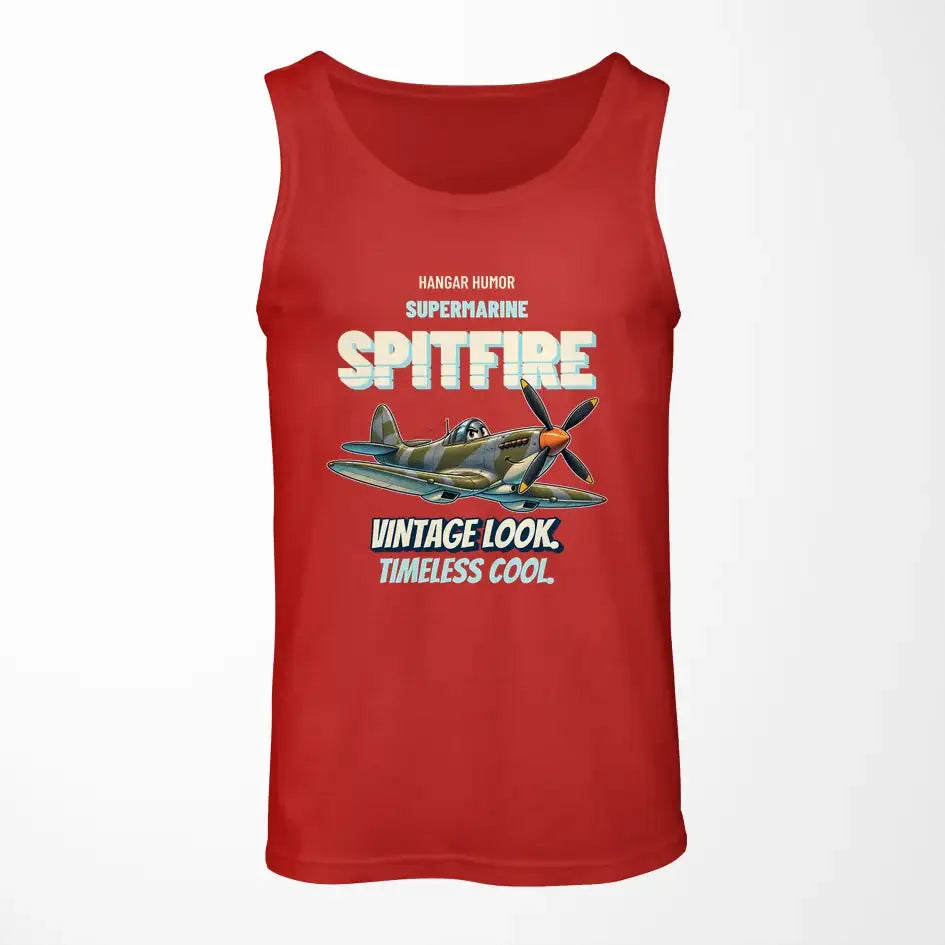Supermarine Spitfire Mk IX - Vintage look. Timeless cool. design on red tank top