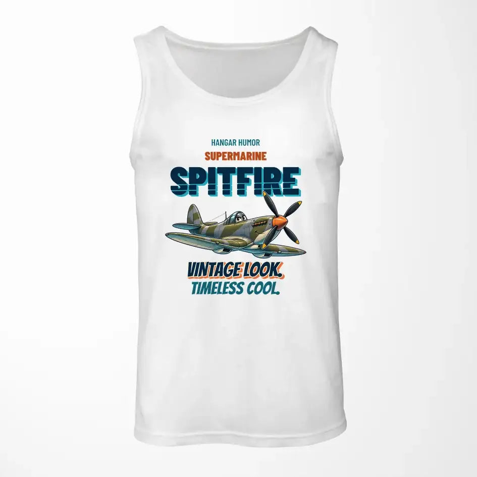 Supermarine Spitfire Mk IX - Vintage look. Timeless cool. design on white tank top