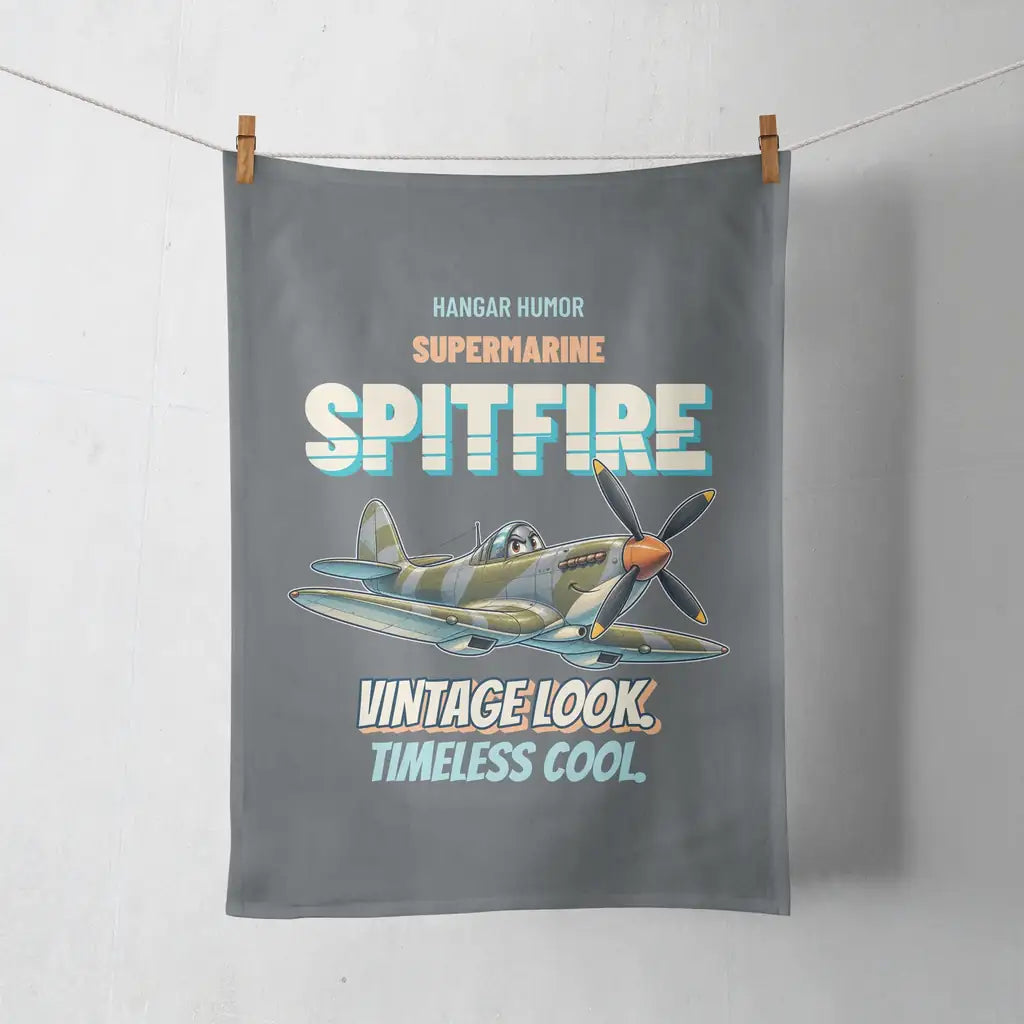 Supermarine Spitfire Mk IX - Vintage look. Timeless cool. design on gray towel