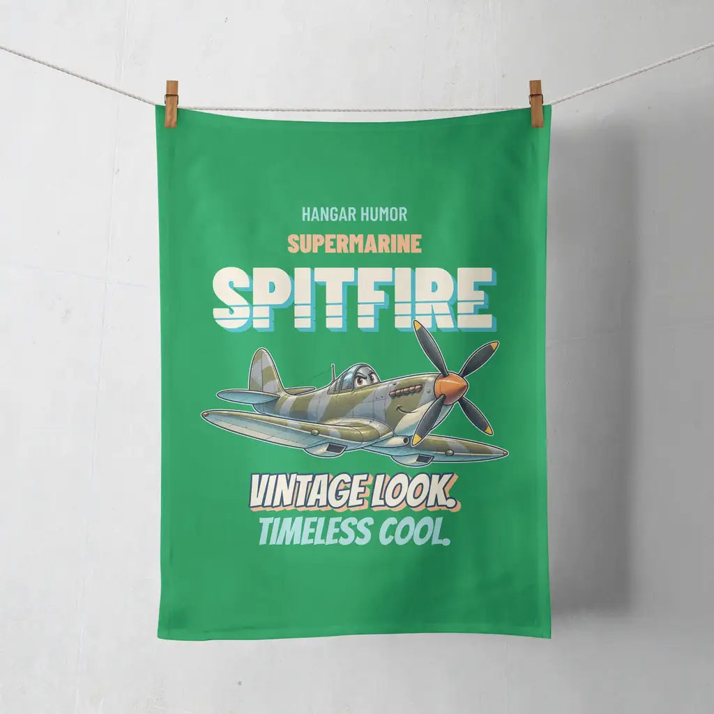 Supermarine Spitfire Mk IX - Vintage look. Timeless cool. design on green towel