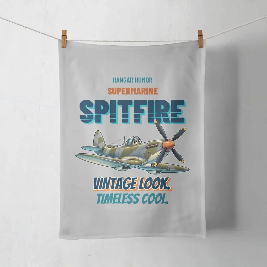 Supermarine Spitfire Mk IX - Vintage look. Timeless cool. design on light gray towel
