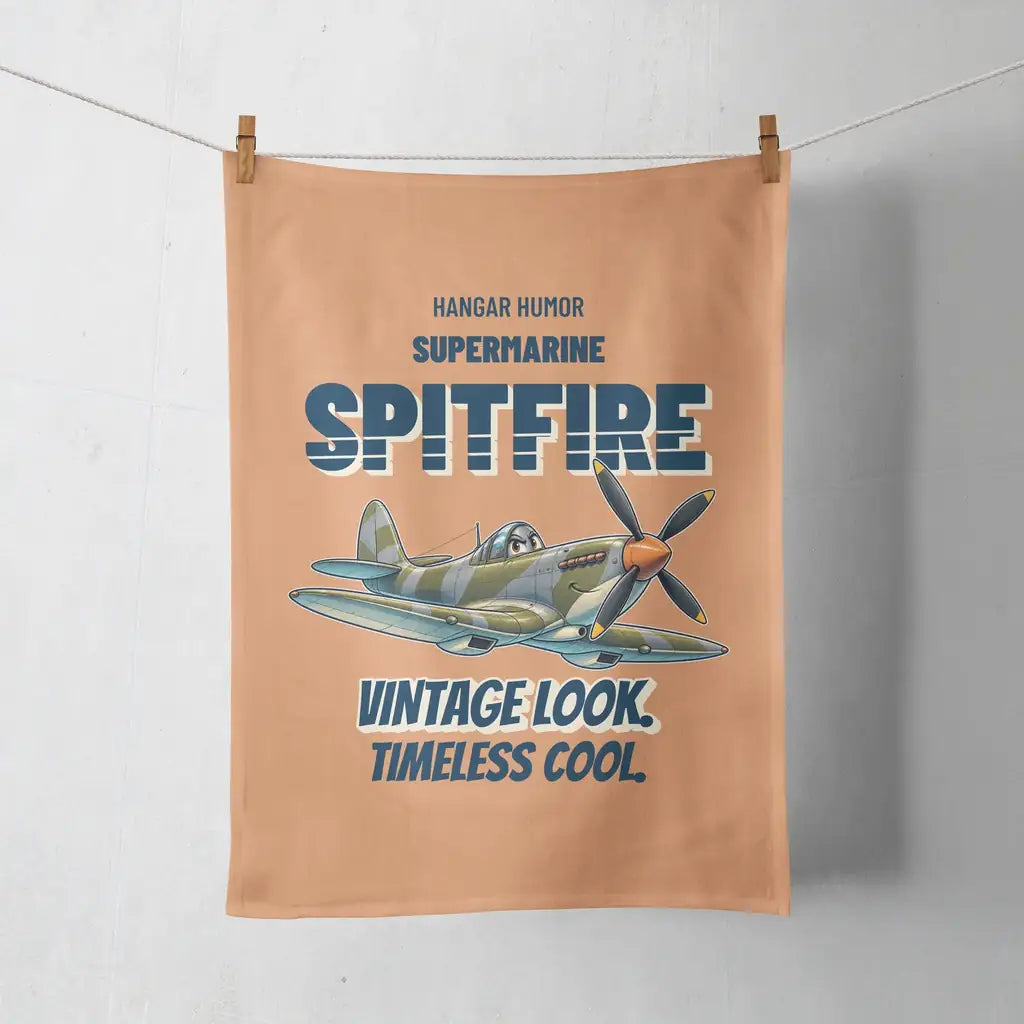 Supermarine Spitfire Mk IX - Vintage look. Timeless cool. design on orange towel