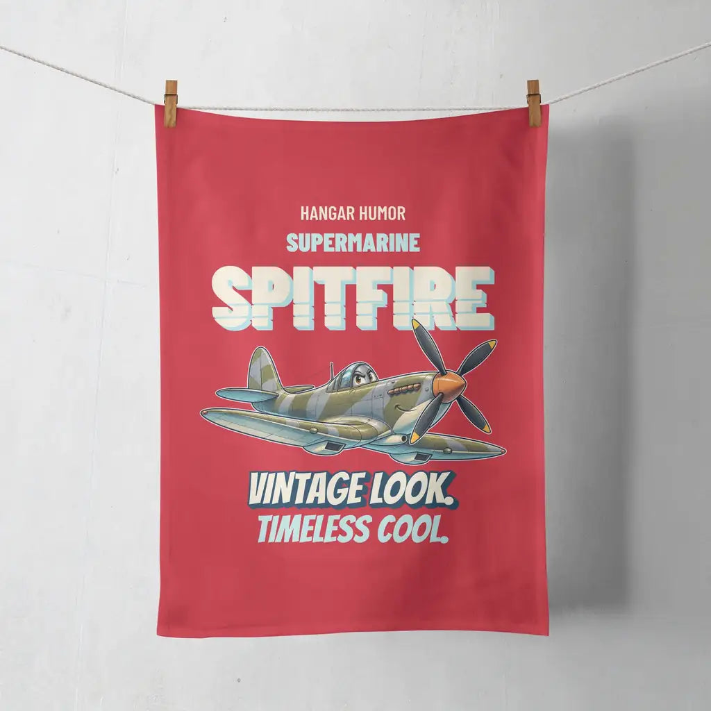 Supermarine Spitfire Mk IX - Vintage look. Timeless cool. design on red towel