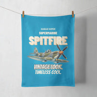 Thumbnail for Supermarine Spitfire Mk IX - Vintage look. Timeless cool. design on turquoise towel