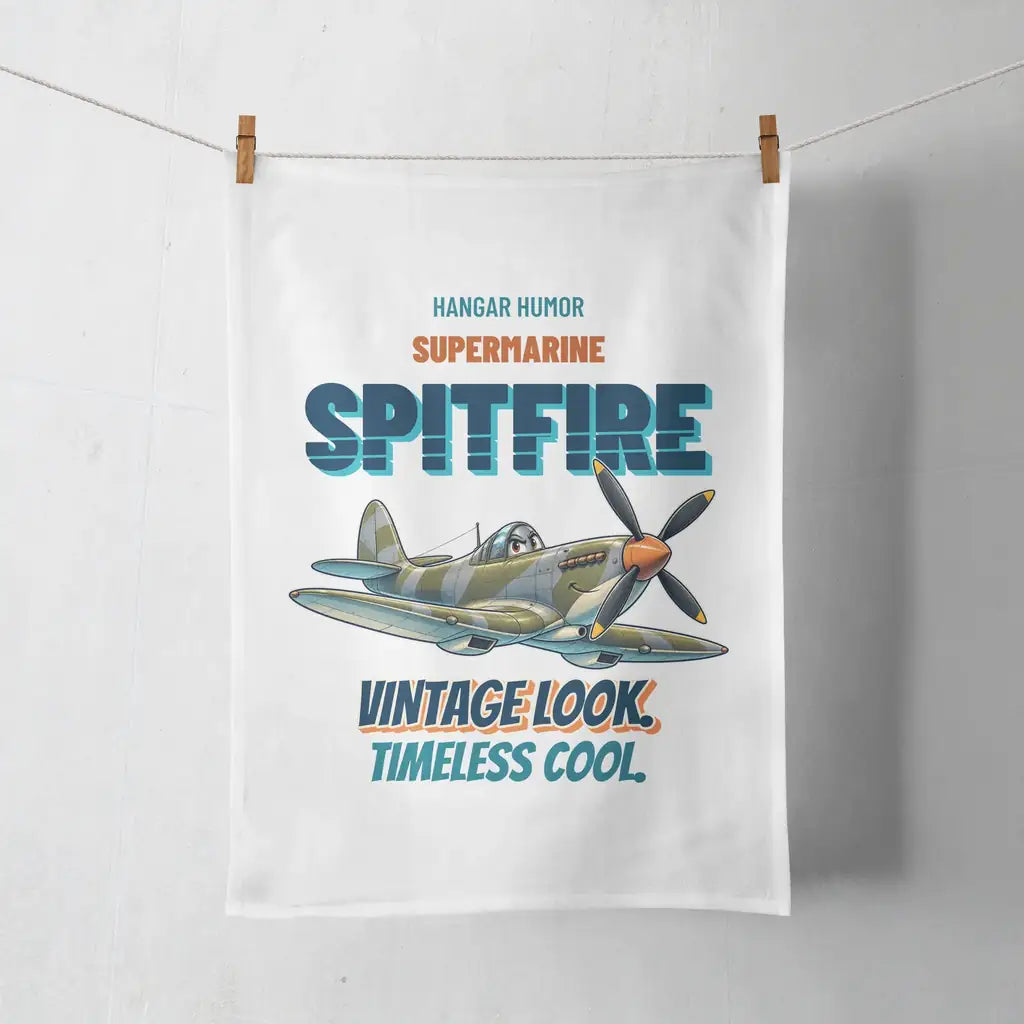 Supermarine Spitfire Mk IX - Vintage look. Timeless cool. design on white towel