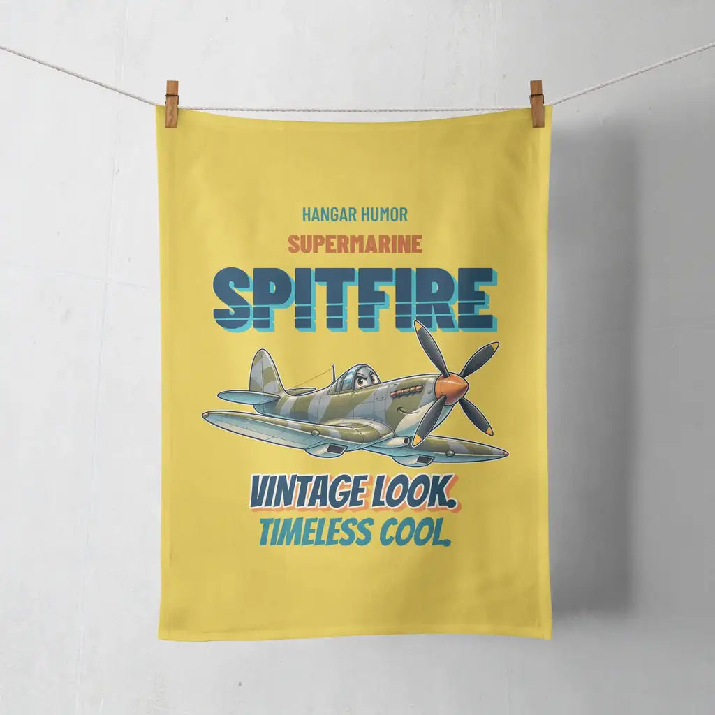 Supermarine Spitfire Mk IX - Vintage look. Timeless cool. design on yellow towel