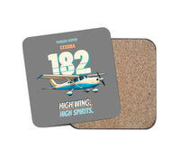 Thumbnail for Cessna 182 Skylane - High wing. High spirits. design on gray 1 piece coaster