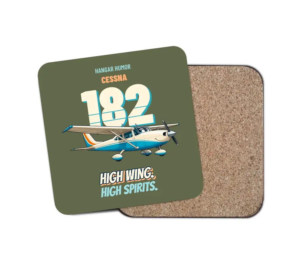 Cessna 182 Skylane - High wing. High spirits. design on green army 1 piece coaster