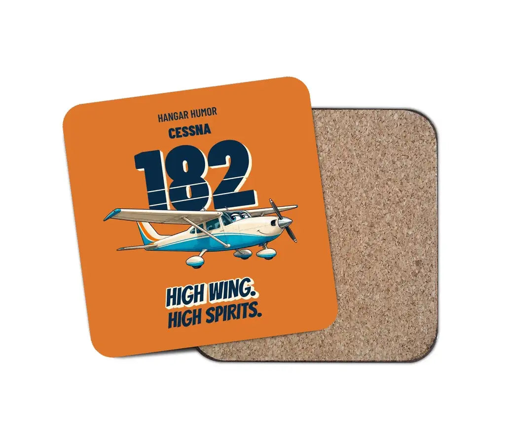 Cessna 182 Skylane - High wing. High spirits. design on orange 1 piece coaster