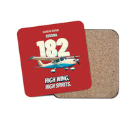 Thumbnail for Cessna 182 Skylane - High wing. High spirits. design on red 1 piece coaster
