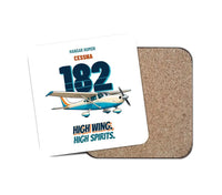 Thumbnail for Cessna 182 Skylane - High wing. High spirits. design on white 1 piece coaster