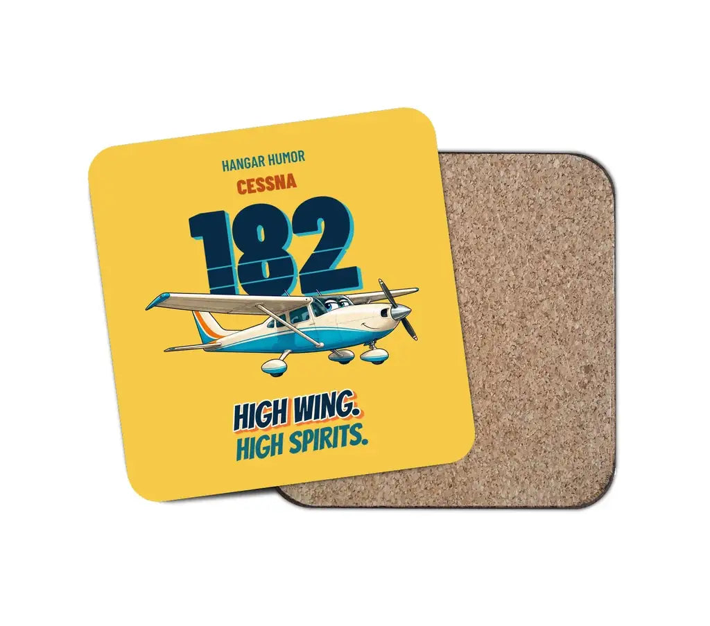 Cessna 182 Skylane - High wing. High spirits. design on yellow 1 piece coaster