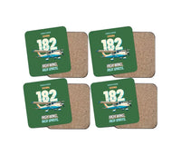 Thumbnail for Cessna 182 Skylane - High wing. High spirits. design on green 4 pieces set coaster