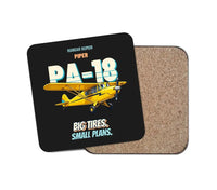 Thumbnail for Piper PA-18 Super Cub - Big tires. Small plans. design on black 1 piece coaster