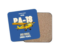 Thumbnail for Piper PA-18 Super Cub - Big tires. Small plans. design on blue 1 piece coaster