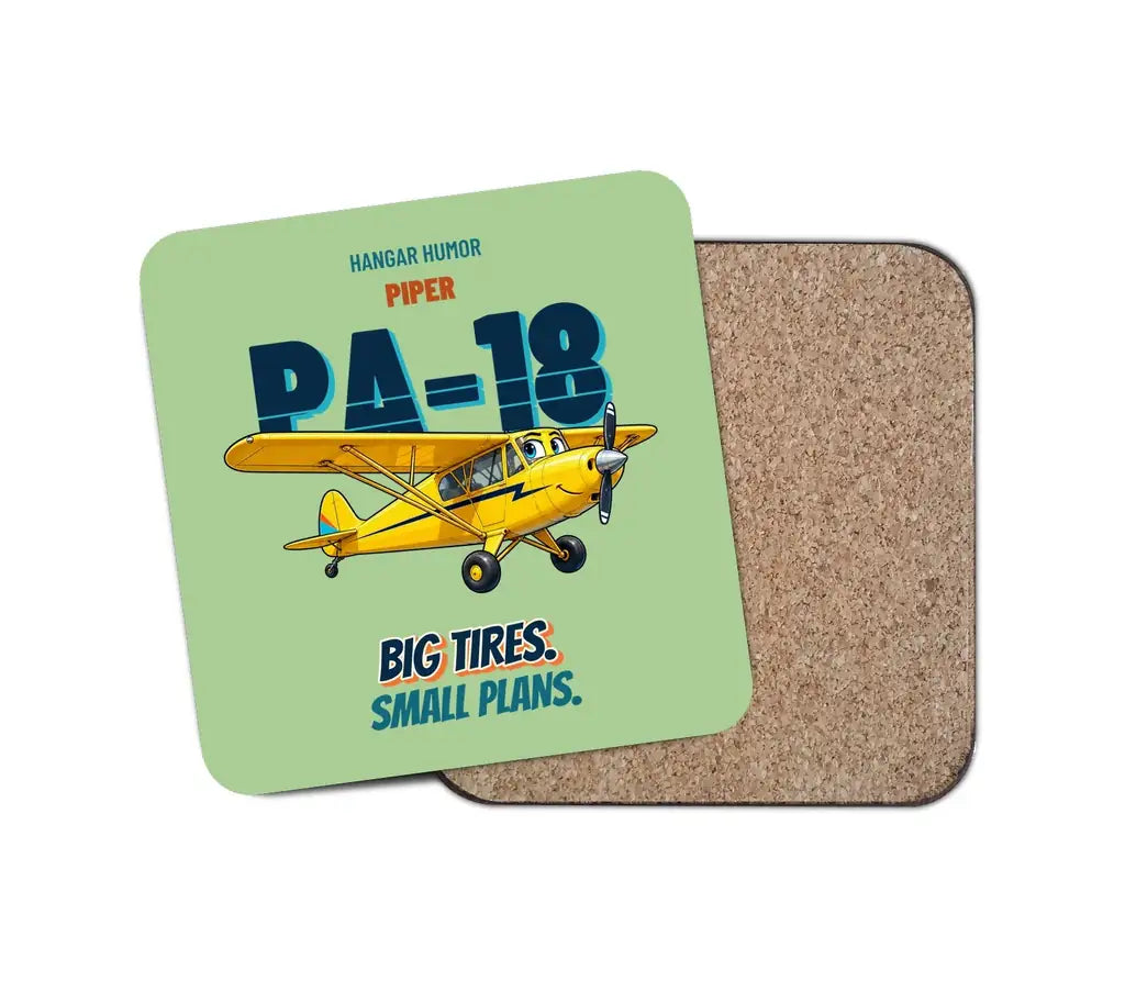 Piper PA-18 Super Cub - Big tires. Small plans. design on light green 1 piece coaster
