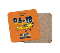 Thumbnail for Piper PA-18 Super Cub - Big tires. Small plans. design on orange 1 piece coaster