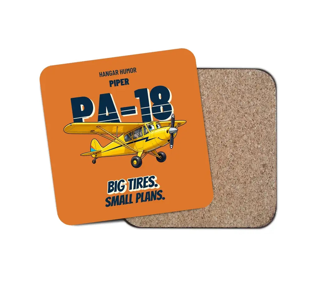 Piper PA-18 Super Cub - Big tires. Small plans. design on orange 1 piece coaster