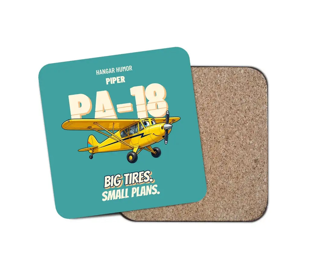 Piper PA-18 Super Cub - Big tires. Small plans. design on turquoise 1 piece coaster