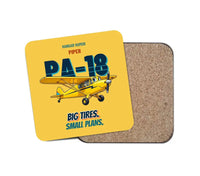Thumbnail for Piper PA-18 Super Cub - Big tires. Small plans. design on yellow 1 piece coaster