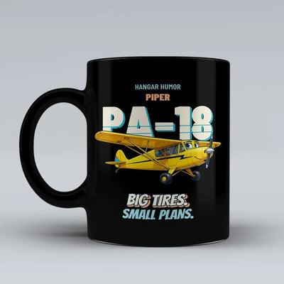 Piper PA-18 Super Cub - Big tires. Small plans. design on black ceramic mug