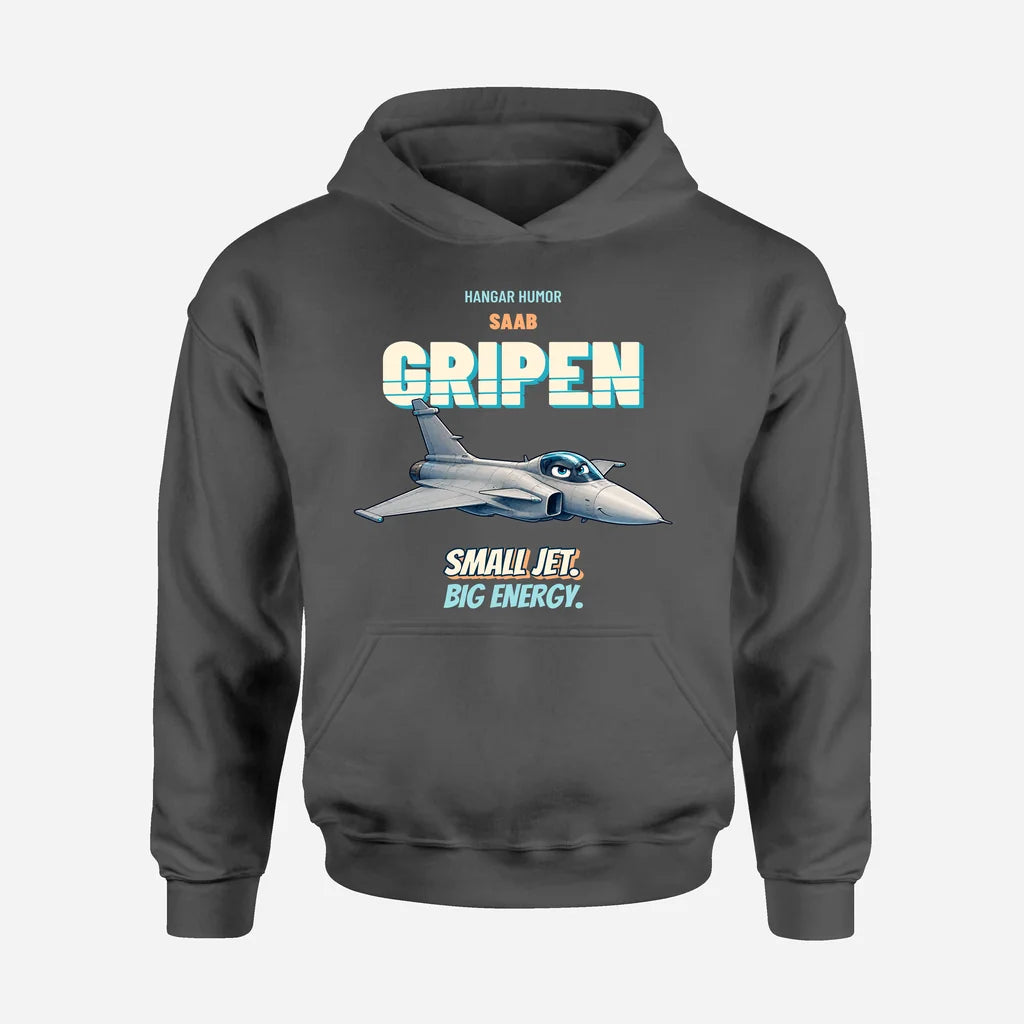 Saab JAS 39C Gripen - Small jet. Big energy. design on dark gray hoodie single side