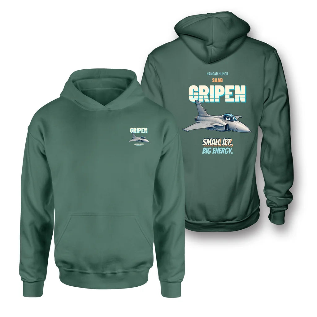 Saab JAS 39C Gripen - Small jet. Big energy. - Double-Side Hoodie design on green double side hoodie