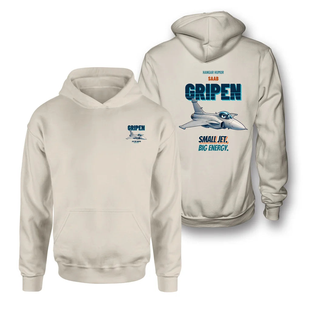 Saab JAS 39C Gripen - Small jet. Big energy. - Double-Side Hoodie design on khaki double side hoodie