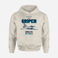 Thumbnail for Saab JAS 39C Gripen - Small jet. Big energy. design on khaki hoodie single side