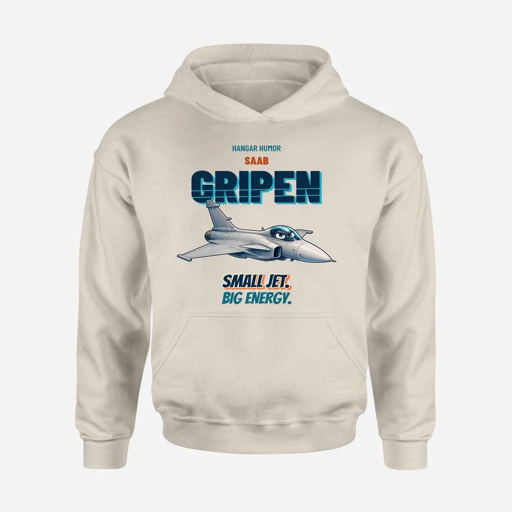 Saab JAS 39C Gripen - Small jet. Big energy. design on khaki hoodie single side