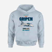 Thumbnail for Saab JAS 39C Gripen - Small jet. Big energy. design on light blue hoodie single side