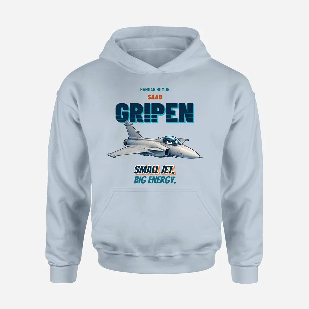 Saab JAS 39C Gripen - Small jet. Big energy. design on light blue hoodie single side