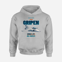 Thumbnail for Saab JAS 39C Gripen - Small jet. Big energy. design on light gray hoodie single side