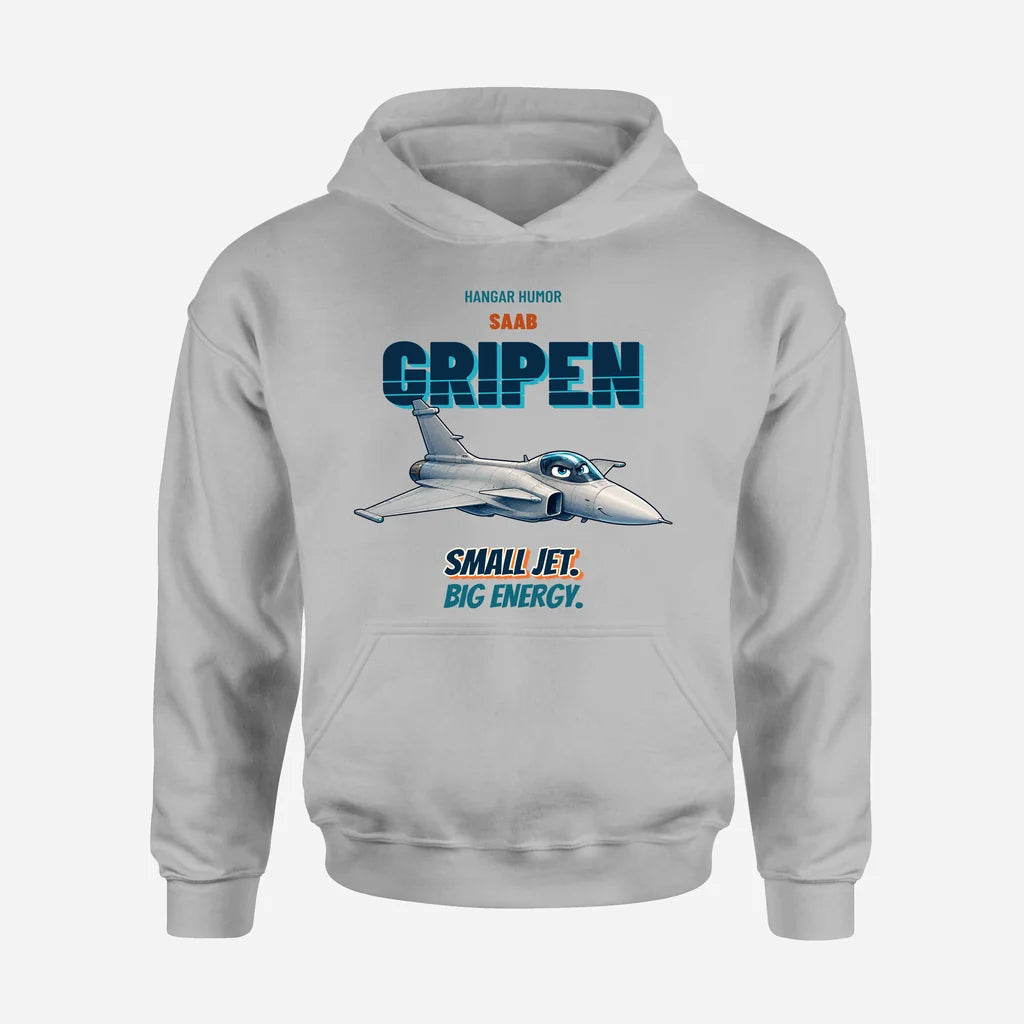 Saab JAS 39C Gripen - Small jet. Big energy. design on light gray hoodie single side